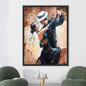 Elegant Romantic Couple Canvas Print - Modern Art, Love Theme,Black <b>Framed</b> - Product Image 1