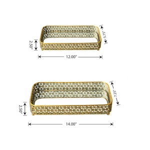Bandejas de metal decorativas con espejo dorado rectangular - Product Image 3