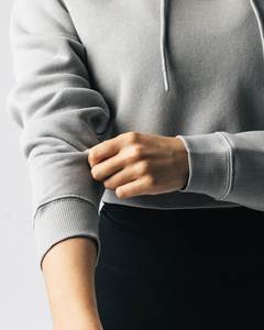 Pull à capuche en molleton doux gris brodé pour femmes, manches longues, sweat-shirt élégant à mi-longueur, décontracté, à porter au quotidien, confortable - Product Image 5