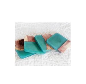 Sous-verre en bois époxyde adapté aux besoins du client de résine avec la forme carrée avec le produit vert clair de Offre Spéciale de couleur - Product Image 5