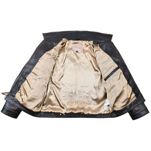 Feshowear แจ็กเก็ตกันน้ำแนววินเทจสีน้ำตาลของผู้ชายแจ็คเก็ตหนังควายแบบทรักเกอร์ - Product Image 4