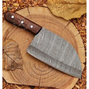 Couteau de cuisine Santoku à lame en acier damassé fait main personnalisé professionnel avec manche en bois gaine en cuir sans rouille - Product Image 4