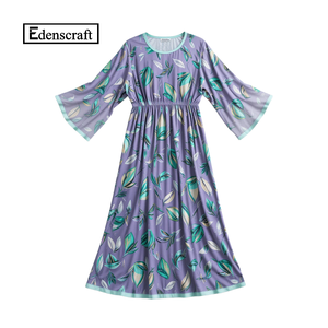 Blanc A-ligne Maxi robe femmes décontracté imprimé fleuri doux coton écologique respirant léger Boho Chic Style pas moulante - Product Image 4