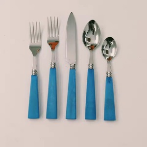 Juego de Cubiertos de Acero Inoxidable con Acabado Plateado y Mango Negro, para Uso Diario en el Hogar, Bodas y Cafeterías, Juego de 5 Piezas - Product Image 2