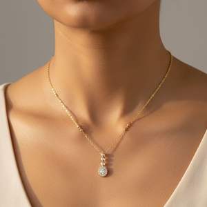 สร้อยคอจี้ทรงกลม 0.70CTW ประดับด้วยวงแหวนและกรอบแบบวงกลม - Product Image 6