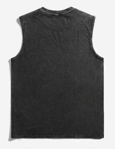 Camiseta sin Mangas para Hombre, Cuello en V, Color Sólido, Transpirable, 100% Algodón de Punto, 300 GSM, Ajuste de Alta Calidad, Ropa de Gimnasio de Verano con Logotipo Personalizado OEM - Product Image 2