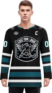 Maillot de hockey sur glace personnalisé direct d'usine tissu respirant à séchage rapide parfait pour les matchs d'équipe et les séances d'entraînement - Product Image 4