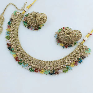 <b>Indian</b> Traditional & Fashionable Gold Plated Motipearl Round Choker Necklace <b>Set</b> With Jumkha Earring Maagtika Necklace <b>Set</b> Women - Product Image 1