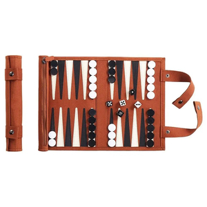 Leather <b>Backgammon</b> Set Foldable <b>Travel</b> Game Board with Dice and Checkers Unisex Playing Accessories - Product Image 6