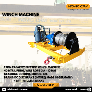 1 Ton Electric Winch Machine 40m Lifting Height | 10mm Wire Rope | Rotorq Gearbox | BBL Motor | Intorq DC Disc Brake + SNT Thrus - Product Image 4