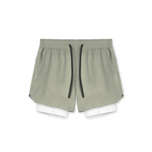 Shorts de sport pour hommes respirants à taille élastique en molleton non tissé, couleur unie, polyester/coton, pour entraînement sportif, course et fitness - Product Image 4
