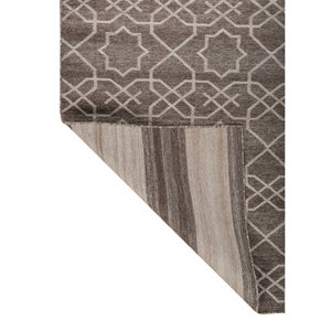 พรมขนสัตว์ทอแบบเรียบสีเทาดำ รุ่น Indusbar Sjwl-01 ลายเรขาคณิตนามธรรม รูปทรงสี่เหลี่ยมผืนผ้า พรมปูพื้นบ้าน พรมห้องตัวอย่าง - Product Image 4