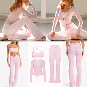 Vêtements de sport tendance avec logo personnalisé Vêtements de fitness pour femmes Ensemble de yoga à séchage rapide de haute qualité sensation nue - Product Image 1