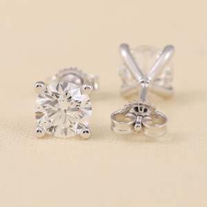Trendy Round Lab Grown Diamond 18K <b>Gold</b> Plated VS1 Clarity Stud <b>Earrings</b> Floral Screw Pattern Gift for Wedding or Mother's Day - Product Image 4