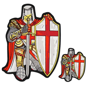 Knights Templar Cross Shield Embroidered Patch - Iron On Or Sew On For Biker Vest, Jacket, Bag