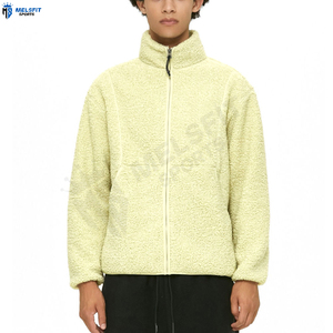 Veste en sherpa pour homme avec col montant, blocs de couleur, logo personnalisé OEM, personnalisation avant, polaire polaire, hiver - Product Image 1