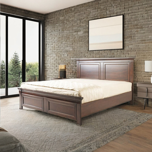 <b>Queen</b>-<b>Size</b> Midcentury Durable Elegant Style Solid Mahogany <b>Bed</b> with Low Footboard for Bedroom Furniture - Product Image 3