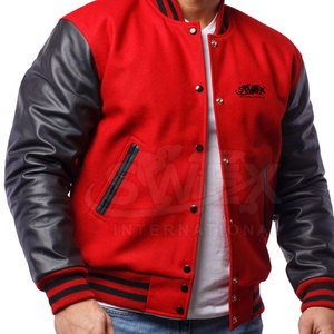 Veste Letterman à manches en cuir coupe-vent vente en gros veste d'hiver Letterman à manches en cuir à usage extérieur grande taille - Product Image 1
