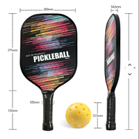 Set Raket Pickleball Serat Karbon Warna-warni dengan 2 Raket dan Bola Tersedia Sebagai Raket Tunggal Grosir Kustom