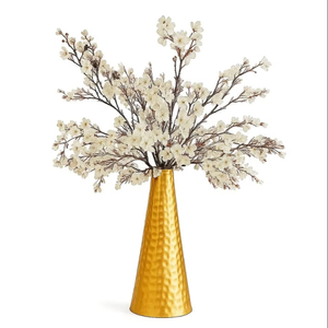 Vase à fleurs en métal martelé doré de luxe | Vase décoratif fait à la main pour la maison, l'hôtel et le centre de table - Product Image 1