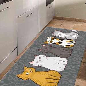 Tapis imprimé : Tapis mignon avec un chat, tapis antidérapant, décoration de bureau, tapis doux non tissé - Product Image 1