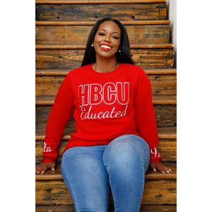 HBCU Delta Educado Chenille Sudadera de cuello redondo Premium Fleece Sorority Apparel Greek DST Red Pride Winter Top - Product Image 1
