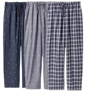 Pantalon en flanelle à carreaux en coton avec cordon de serrage pour la taille Pantalon de nuit décontracté de qualité supérieure pour garçons adultes Logo personnalisé - Product Image 1