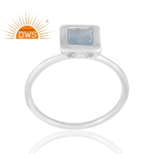 Bague en argent sterling 925 avec pierre précieuse naturelle aigue-marine, design actuel, bijoux personnalisés pour femme, cadeau pour elle - Product Image 1