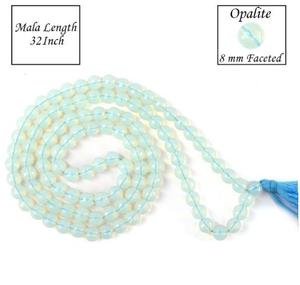 Piedra de cristal de Opalite Mala Natural 8 mm corte de diamante/Cuentas facetadas 108 Jap Mala para piedras de cristal curativas Reiki - Product Image 2