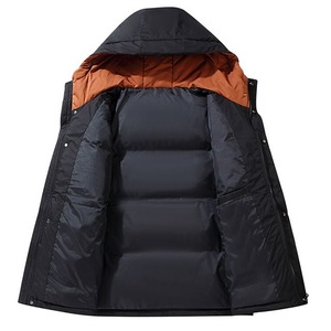 OEM <b>Men's</b> Plus Size Hooded Puffer Jacket <b>Top</b> Selling Breathable Eco-Friendly Winter Casual Style Bubble Zipper Waterproof Canvas - Product Image 3