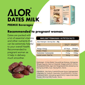 ALOR Premix Freeze Dried Dates Powder 25gx15 Sachets Halal Energy Rich Antioxidants Vitamins Minerals Grain Adults Children <b>Box</b> - Product Image 4