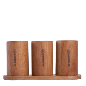 Wholesale 3-Piece Wooden Cutlery Holder Set | <b>Beech</b> Wood Flatware & Utensil Organizer - Product Image 1