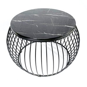 Modern Simple 72x72x45cm Convertible <b>Sofa</b> <b>Table</b> Durable Stone Top and Powder-Coated Iron Frame Tea <b>Table</b> Side <b>Table</b> TT68136 - Product Image 2