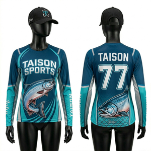 Camiseta de Pesca para Mujer, Premium, 160 GSM, Poliéster Transpirable, Diseño con Paneles Azul Turquesa, Sublimación Completa, Logotipo Personalizado, Protección UV - Product Image 1