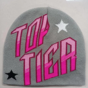 High Quality Soft Acrylic <b>Winter</b> Beanie <b>Hat</b> for <b>Women</b> with Embroidered Star Design New Fashion Knitted <b>Hat</b> for Beach Wear Travel - Product Image 1