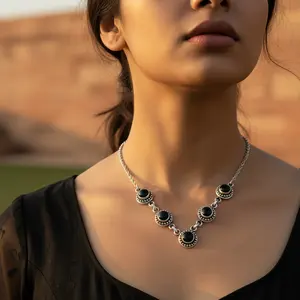 Collar de Ónix y Plata 925 de Moda para Mujer, Cadenas para Uso Diario, para Regalos - Product Image 3