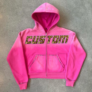 ผู้ผลิตเสื้อฮู้ดดี้พิมพ์ลายกราฟิกทั้งตัว สไตล์สตรีทแวร์ ล้างสีแบบแอซิด ทรงโอเวอร์ไซส์ ซิปหน้า สำหรับผู้ชาย - Product Image 5