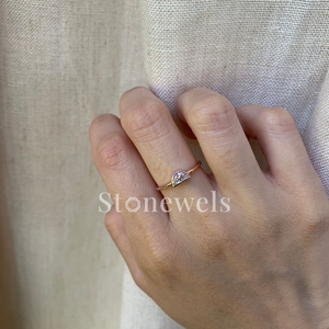 Anillo de diamante de media luna de oro rosa etéreo, joyería fina de moissanita celestial delicada Original para mujer, chapado en rodio para boda - Product Image 6