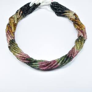 Perles Rondelle à facettes multi-tourmaline de qualité AAA 3.5mm perles de pierres précieuses en vrac brin de 13 pouces pour la production de bijoux - Product Image 2