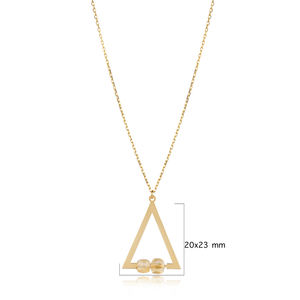 Collier à breloque tendance en argent sterling 925 plaqué rhodium, orné de perles triangulaires simples, fait main en Turquie, vente en gros - Product Image 3