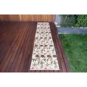 Alfombra Turca Vintage de 2x8.9 pies, Alfombra de Lana Roja con Diseño Floral - Product Image 1