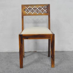 Elegante Silla de comedor de madera con respaldo tallado, asiento tapizado de diseño portátil para la escuela, comedor, taller, Hospital, uso decorativo - Product Image 2