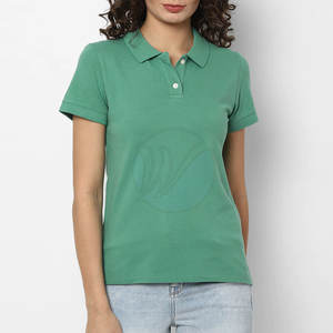 Polos de algodón informales de verano para mujer, con servicio OEM hechos a medida, patrón sólido, logotipo frontal, talla grande, precio al por mayor - Product Image 1