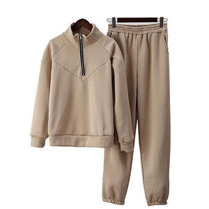 Sudadera deportiva con logotipo personalizado, sudadera de algodón con cremallera y pantalones de chándal, conjuntos de chándal transpirable para mujer - Product Image 2