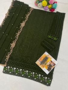 Salwar Kameez en Georgette lourde avec broderie et travail de sequins, tenue de soirée formelle pour mariage - Product Image 6