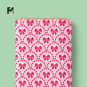 2025 finemore vải cotton mềm mại tự do Tana với thiết kế nơ dễ thương màu hồng trái tim ngựa vằn kết hợp bó Ruy băng in khối lãng mạn - Product Image 5