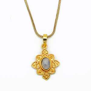 Exclusivo 18K chapado en oro azul Arco Iris piedra lunar COLLAR COLGANTE moda latón joyería cuerda cadena para hombres mujeres encanto colgante - Product Image 1