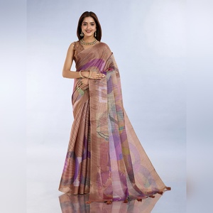 Sari imprimé abstrait marron le plus vendu, imprimés GG-451 parfaits, imprimés abstraits luxueux, mélange parfait - Product Image 1