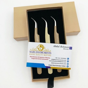 Pinzas para extensiones de pestañas de acero inoxidable antiestáticas de precisión Profesional, Diseño de punto curvo sostenible, herramientas de belleza profesionales - Product Image 1