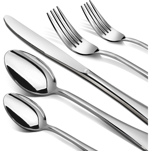 Ensemble de couverts en métal de haute qualité avec poignée carrée fini argent pour la maison hôtels Table vaisselle ensembles de couverts en acier miroir - Product Image 6